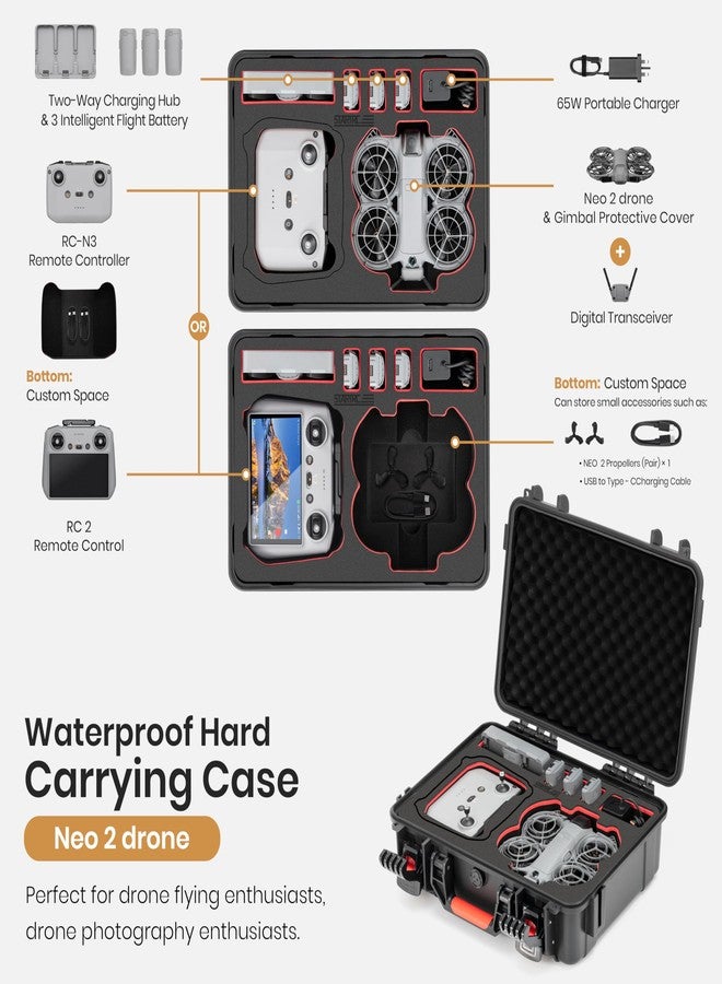 ستارت آر سي حقيبة حمل صلبة مقاومة للماء من STARTRC لملحقات DJI Neo 2 ووحدة التحكم RC-N/RC2 - Image 2